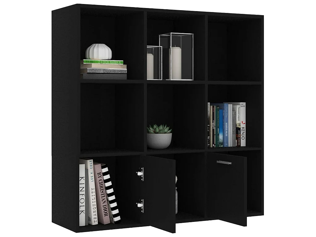 Bibliothèque Noir 98x30x98 cm Aggloméré