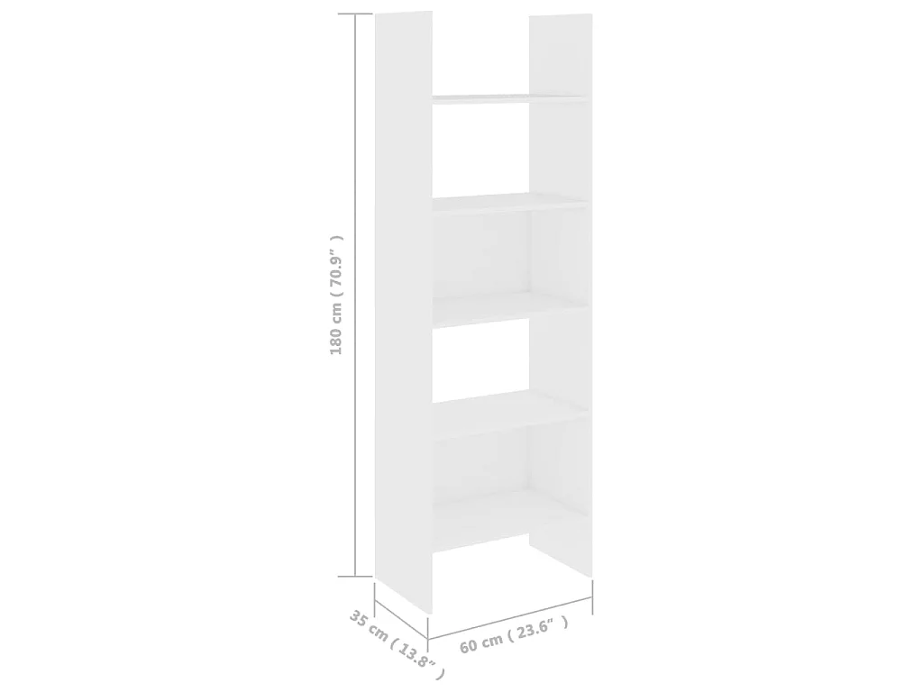 Bibliothèque Blanc 60x35x180 cm Aggloméré