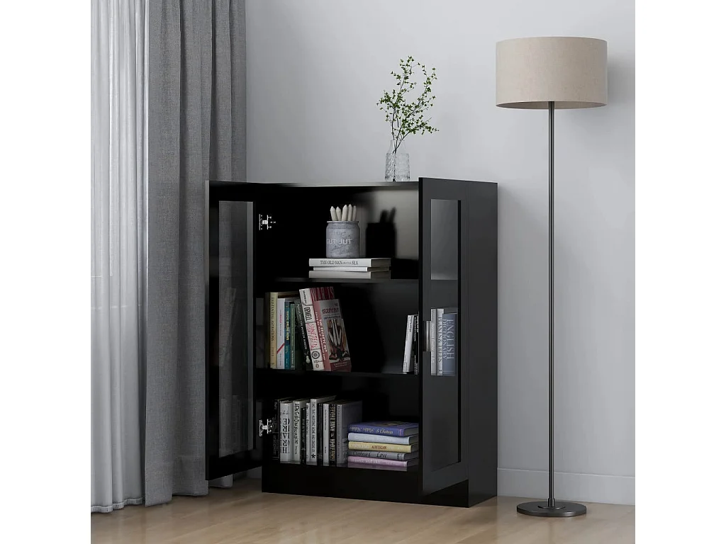 Armoire à vitrine Noir 82,5x30,5x115 cm Aggloméré