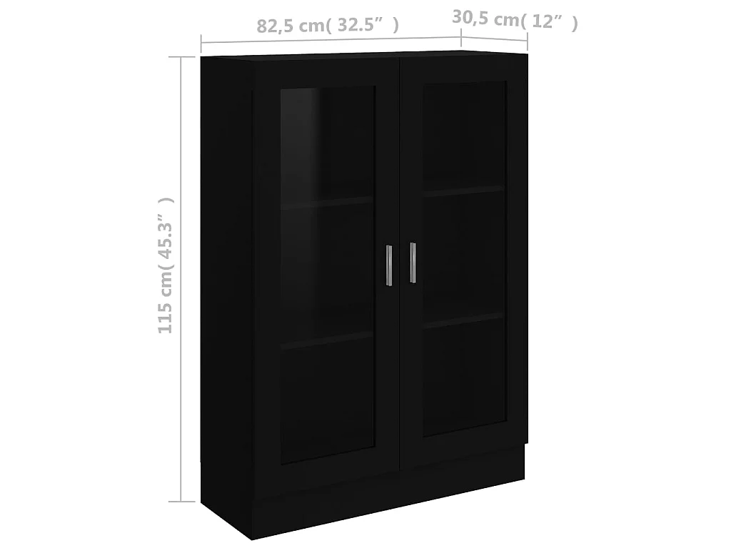 Armoire à vitrine Noir 82,5x30,5x115 cm Aggloméré