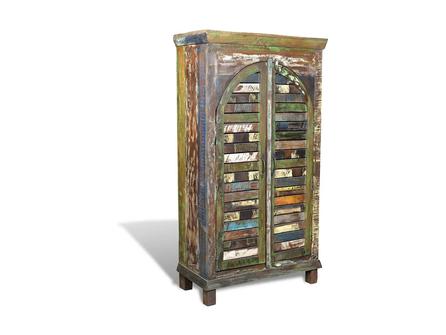 Bibliothèque multicolore 3 étagères et 2 portes Bois récupéré