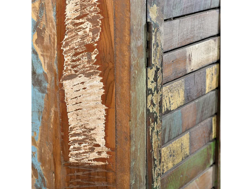 Bibliothèque multicolore 3 étagères et 2 portes Bois récupéré