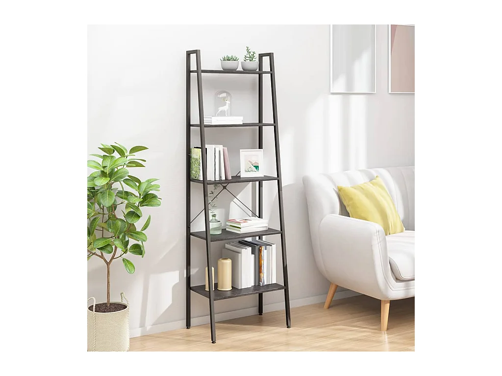5-stufiges Standregal Schwarz 56x35x174 cm