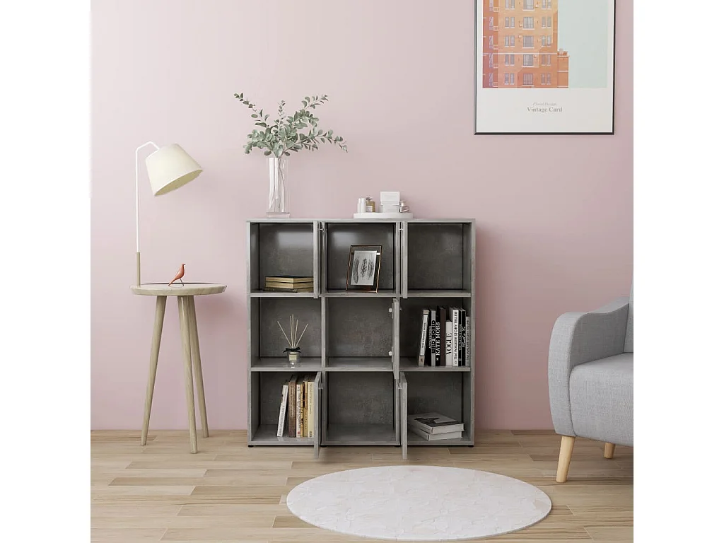 Bibliothèque Gris béton 90x30x90 cm Aggloméré