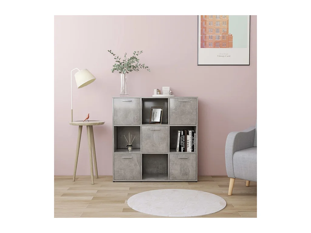 Bibliothèque Gris béton 90x30x90 cm Aggloméré