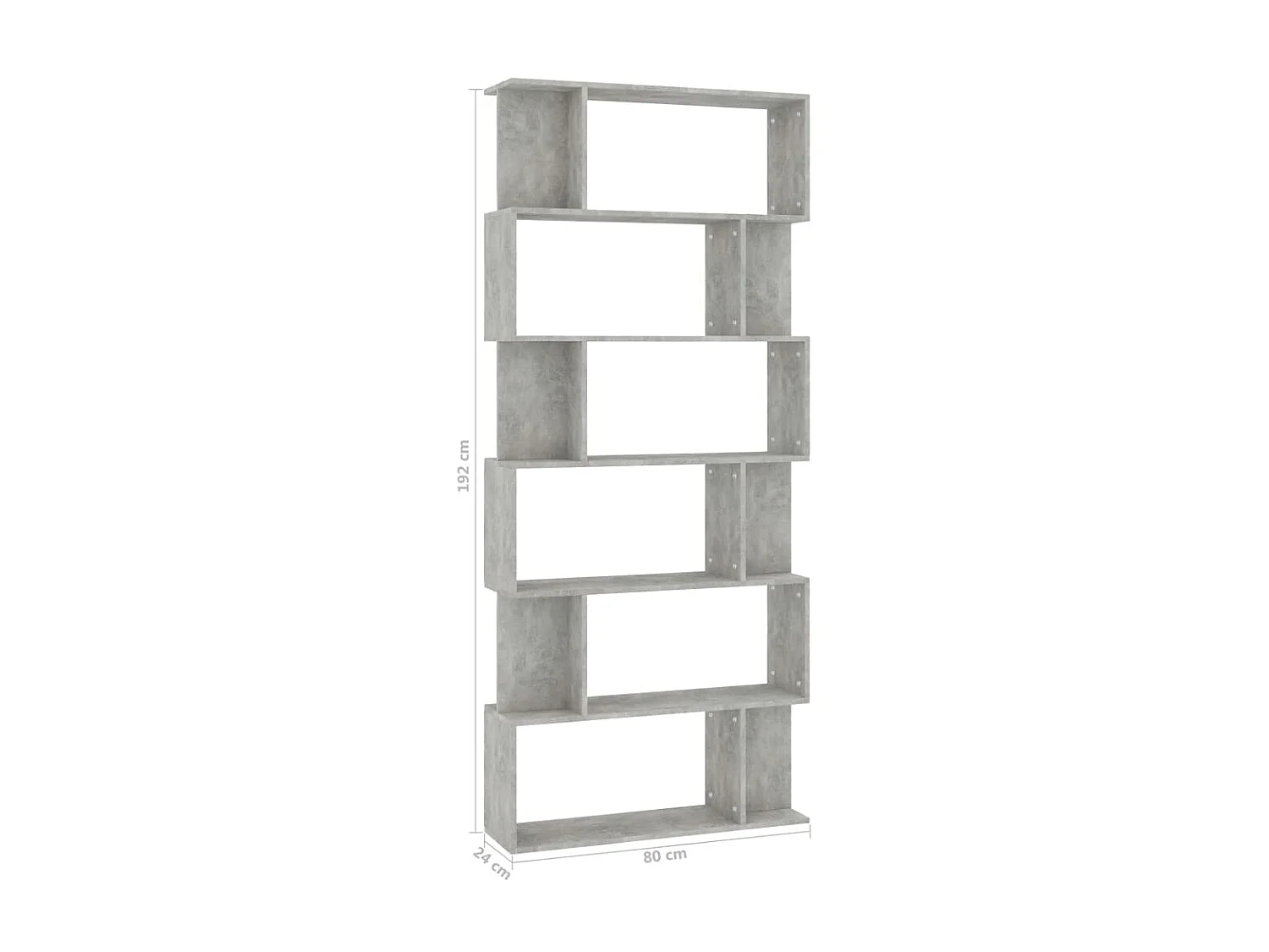 Bibliothèque/Séparateur de pièce Gris béton 80x24x192 cm