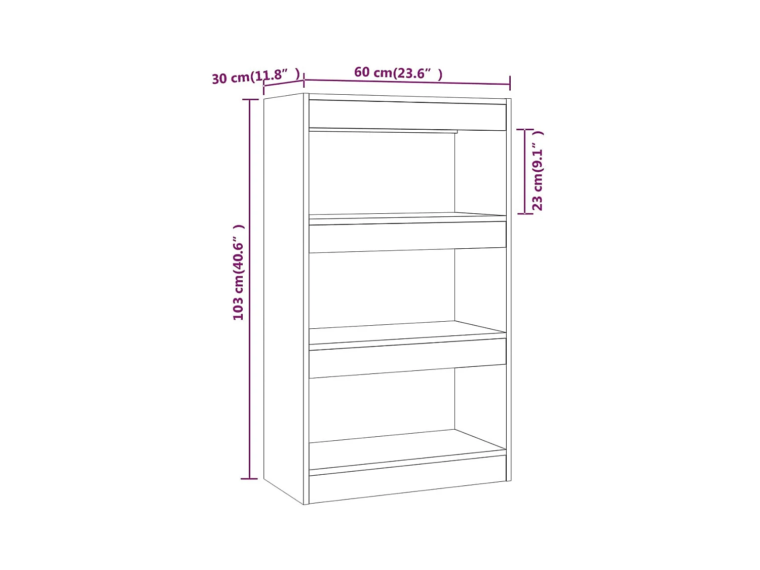 Boekenkast/Roomdivider Betongrijs 60x30x103 cm Spaanplaat