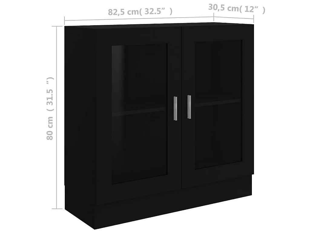 Armoire à vitrine Noir 82,5x30,5x80 cm Aggloméré