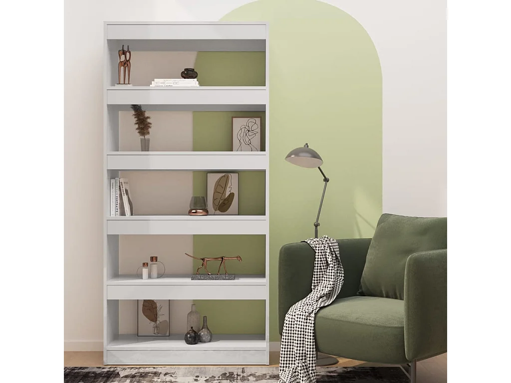 Bücherregal/Raumteiler, glänzend weiß, 80 x 30 x 166 cm