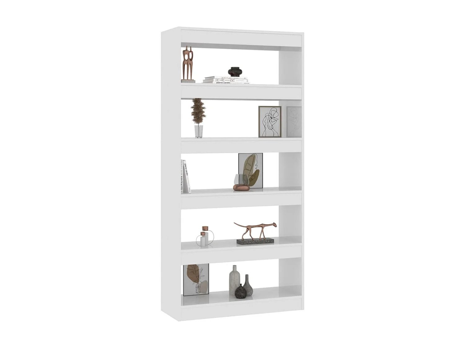 Bücherregal/Raumteiler, glänzend weiß, 80 x 30 x 166 cm