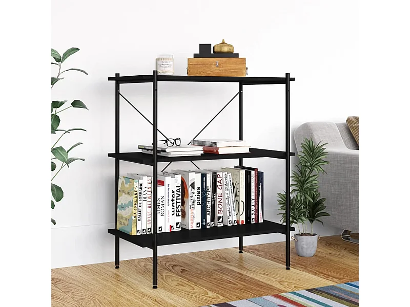 3-stufiges Regal Schwarz 80x40x92 cm