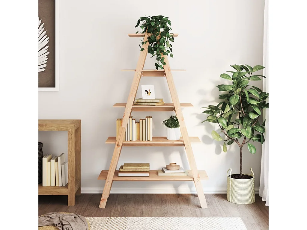 étagère 5 niveaux en forme de A 110x40x180,5 cm bois pin massif