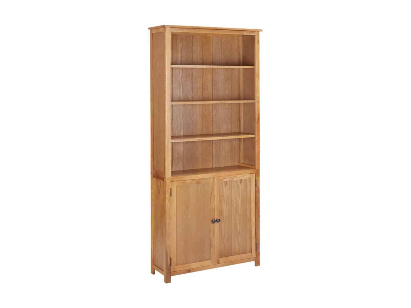 Boekenkast met 2 deuren 90x30x200 cm Massief eikenhout