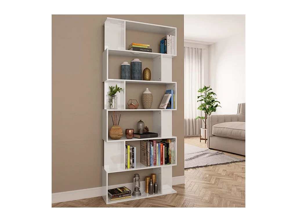 Bücherregal/Raumteiler, glänzend weiß, 80 x 24 x 192 cm