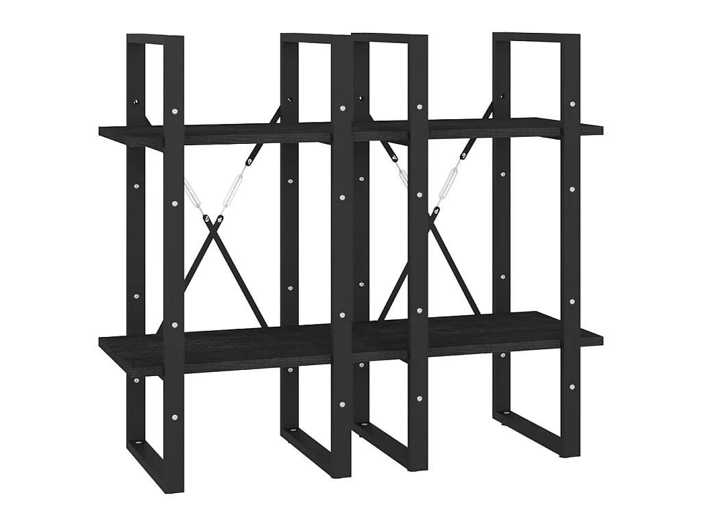 4-stufiges Bücherregal Schwarz 40x30x140 cm Massives Kiefernholz