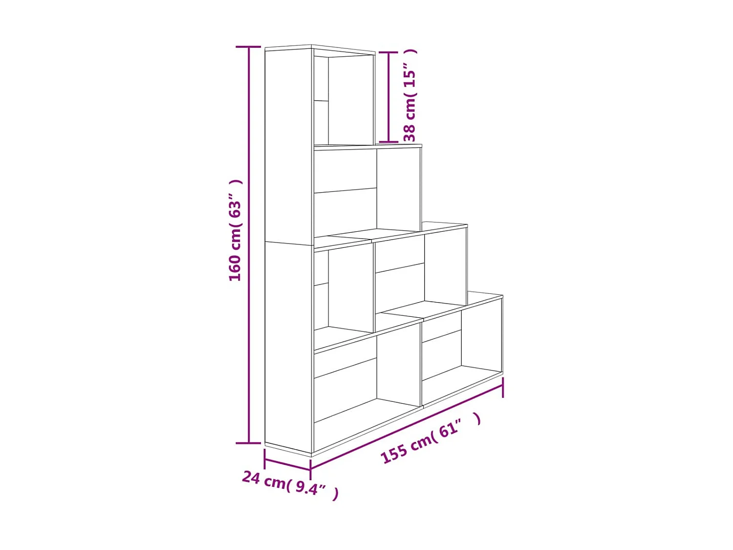 Bibliothèque/Séparateur de pièce Gris béton 155x24x160 cm