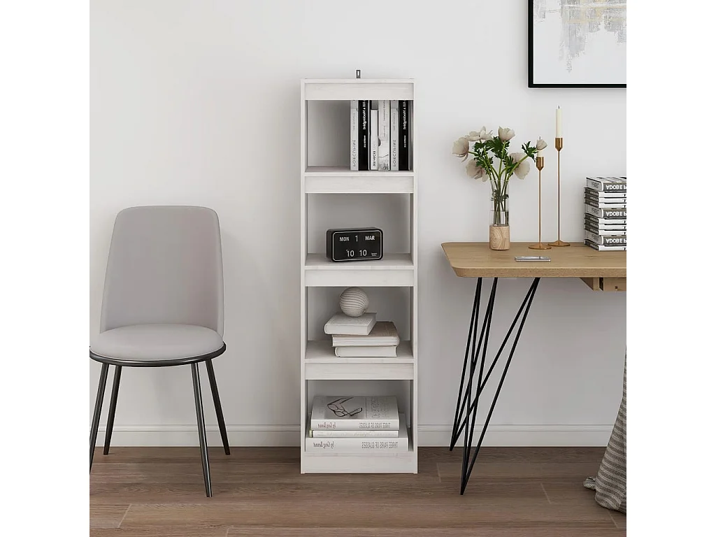 Bibliothèque/Séparateur de pièce Blanc 40x30x135,5cm Pin massif