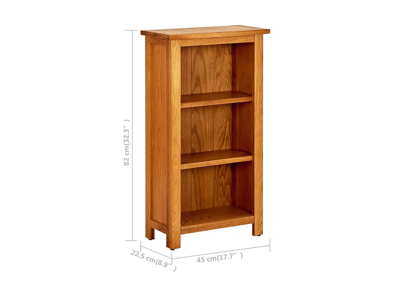 Librería 45x22,5x82 cm Madera maciza de roble