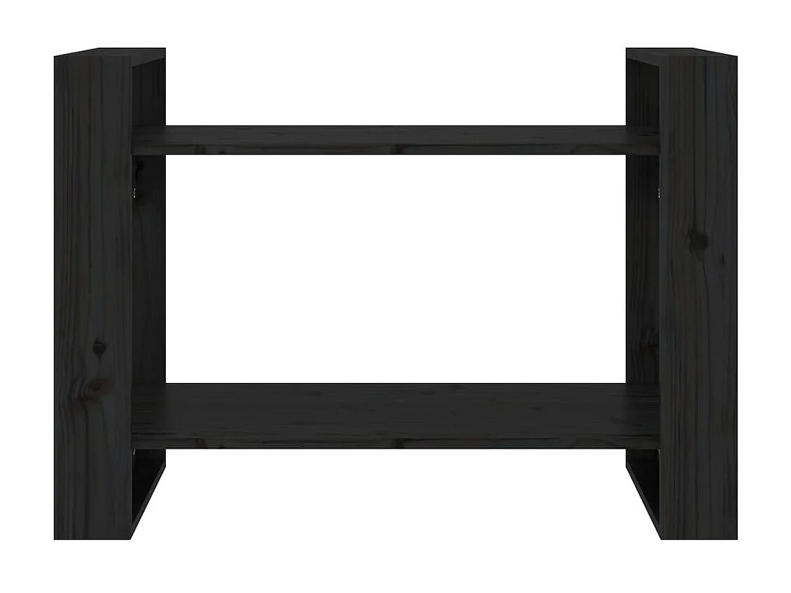 Bibliothèque/Séparateur de pièce Noir 80x35x56,5 cm Pin massif
