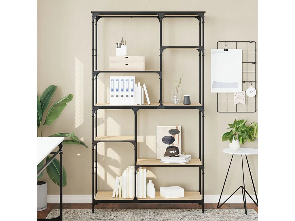 Libreria in rovere Sonoma 99x35,5x176 cm in multistrato acciaio