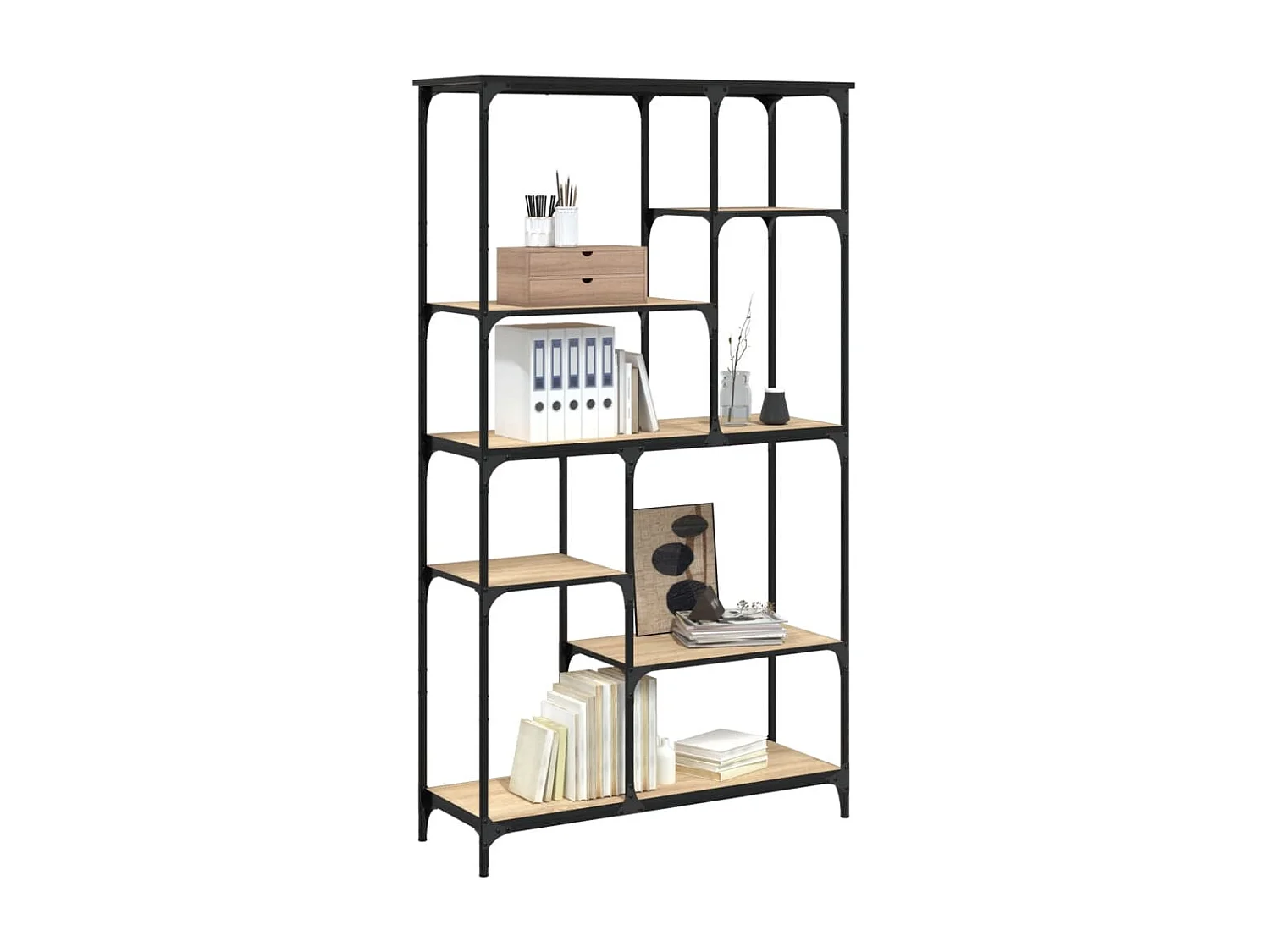 Libreria in rovere Sonoma 99x35,5x176 cm in multistrato acciaio