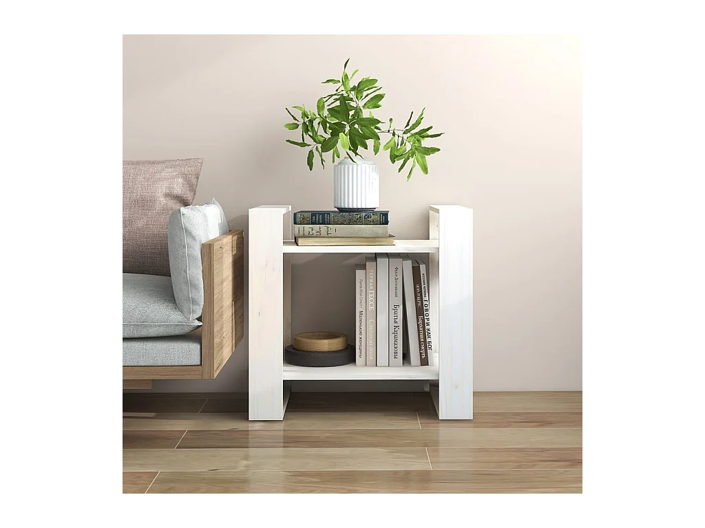 Bibliothèque/Séparateur de pièce Blanc 60x35x57 cm Pin solide