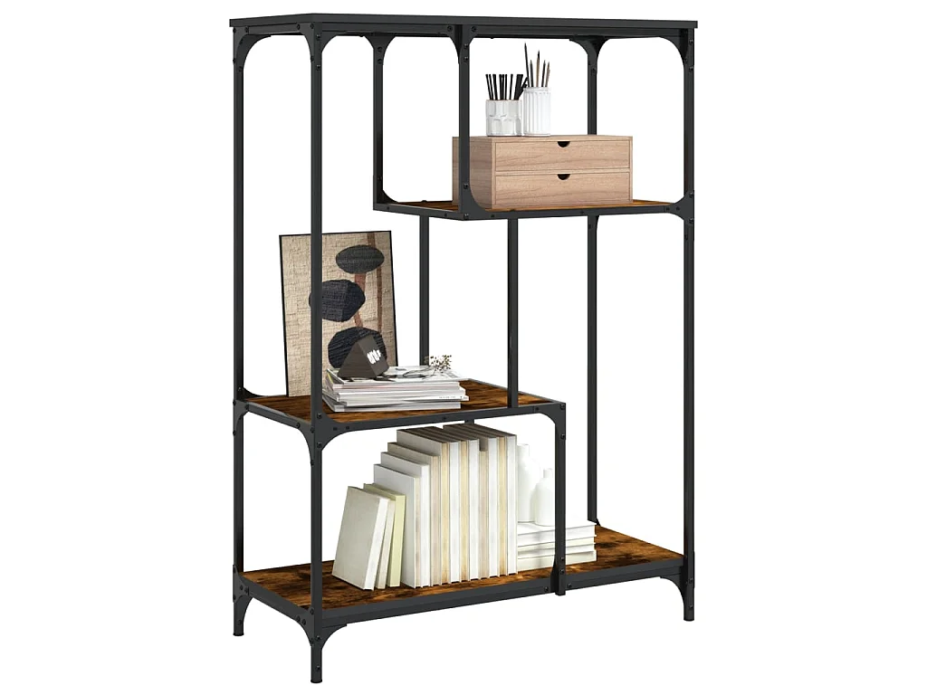 Bibliothèque chêne sonoma 81x36x115 cm bois ingénierie et acier