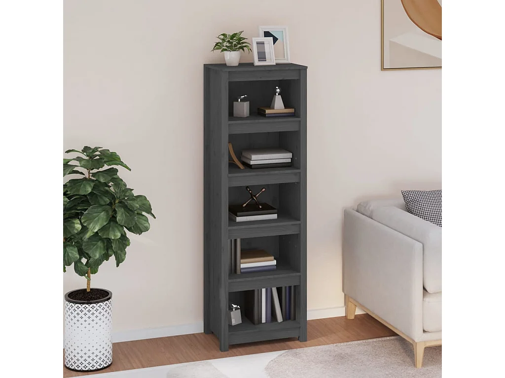 Libreria Grigia 50x35x154 cm Legno di pino massiccio
