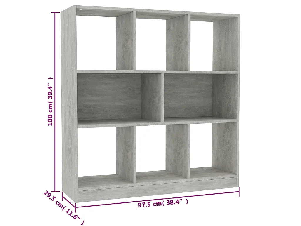 Bibliothèque Gris béton 97,5 x 29,5 x 100 cm Aggloméré