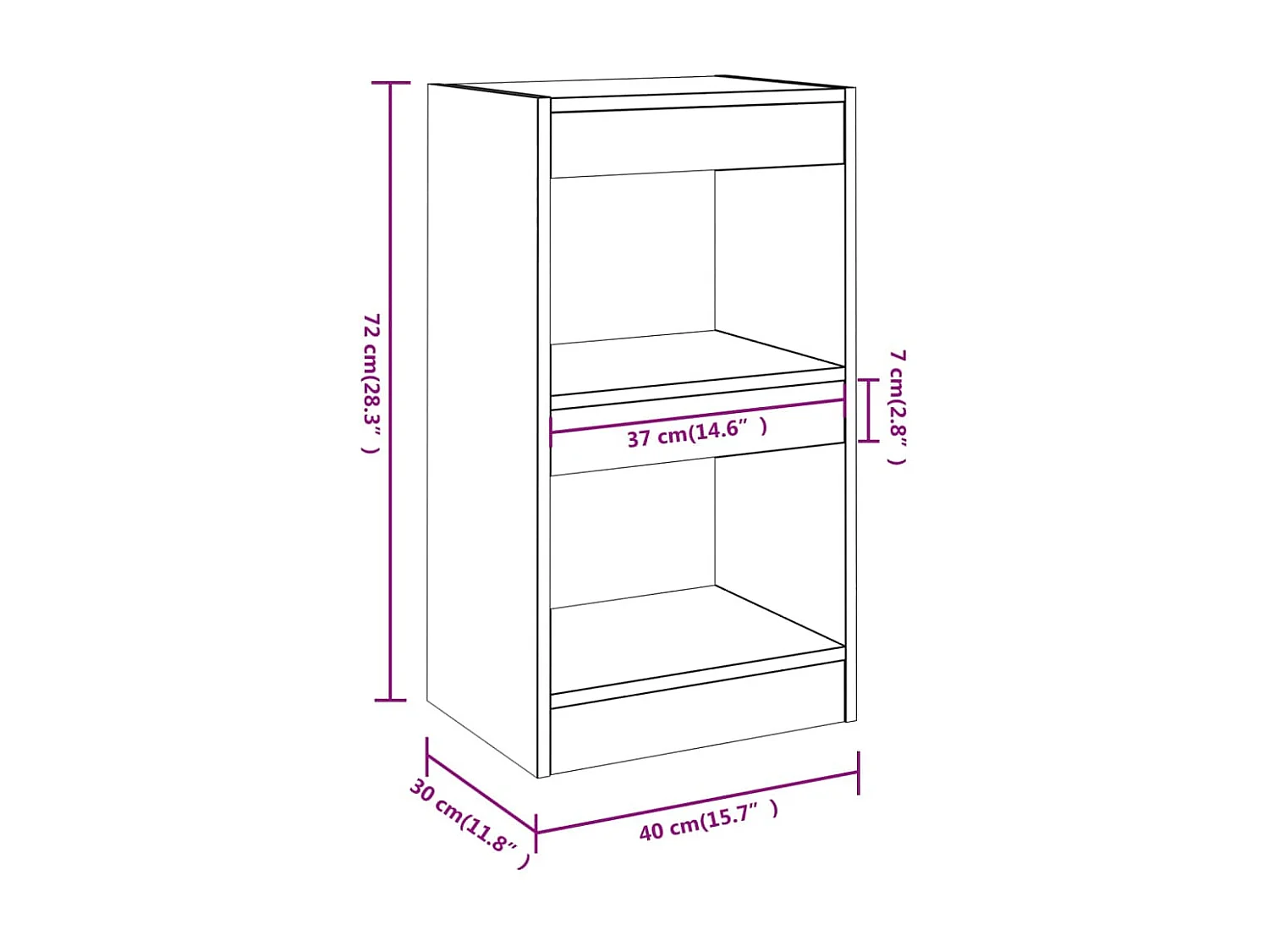 Bibliothèque/Séparateur de pièce Blanc 40x30x72 cm