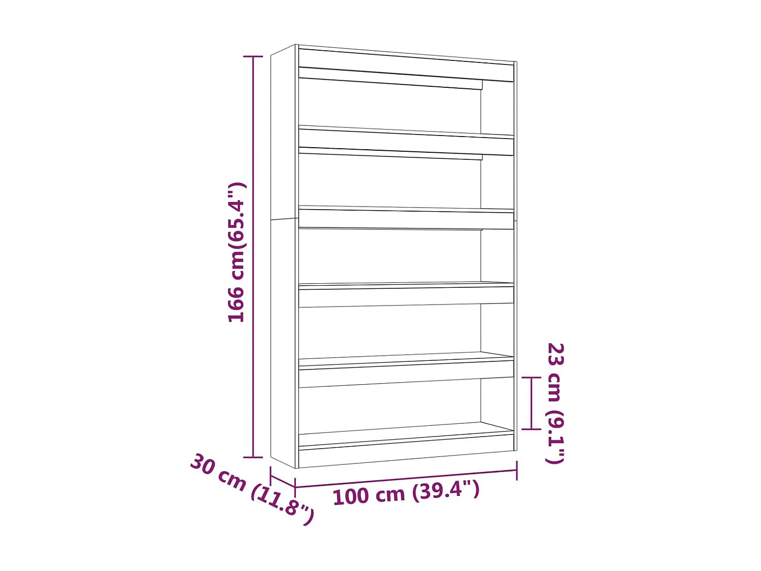 Estante/divisória Sonoma cinza 100x30x166 cm
