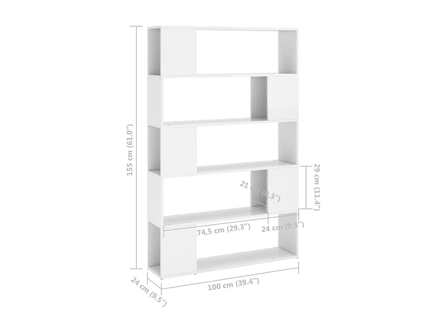 Bibliothèque séparateur de pièce blanc brillant bois ingénierie