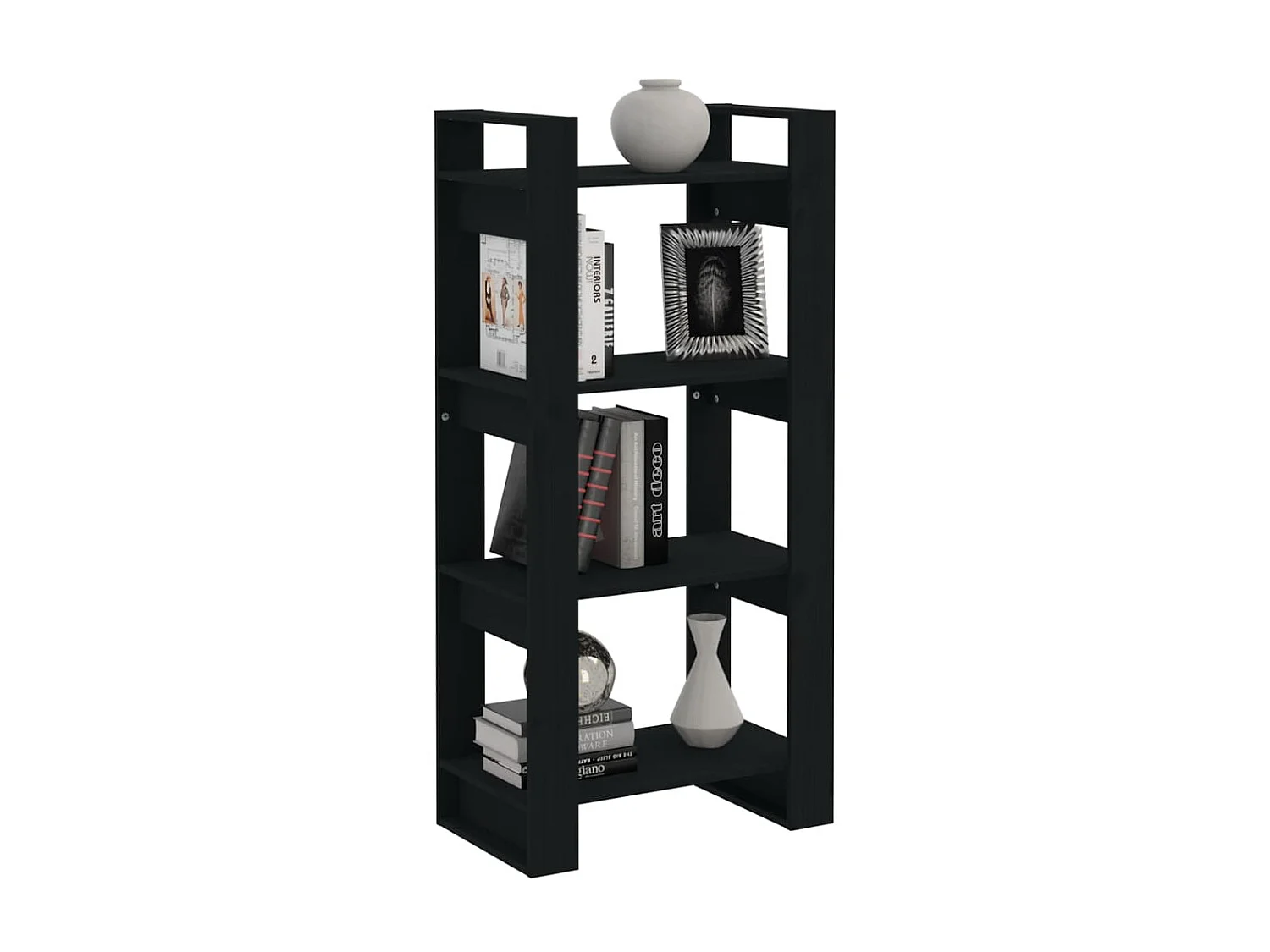 Bibliothèque/Séparateur de pièce Noir 60x35x125 cm Bois massif