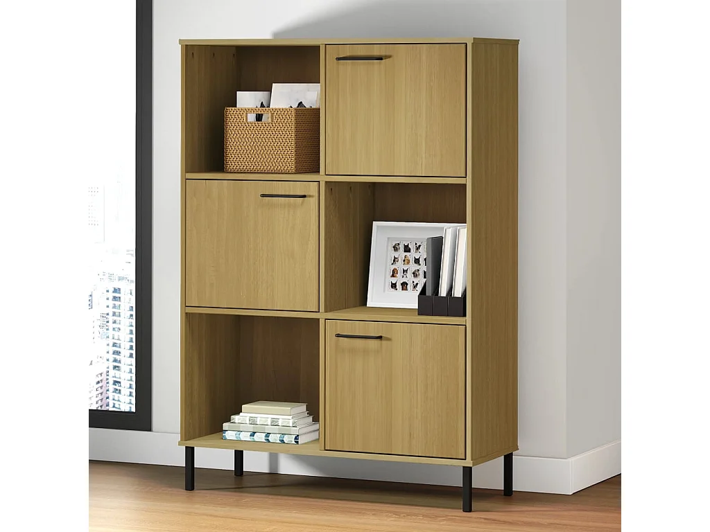 Libreria con gambe in metallo Marrone 90x35x128,5 cm Legno OSLO