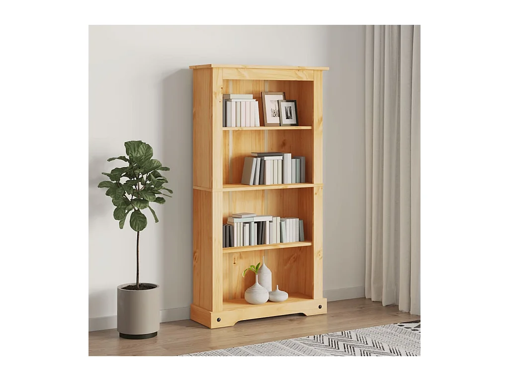 Bibliothèque 4 niveaux Gamme Corona Pin mexicain 81x29x150 cm