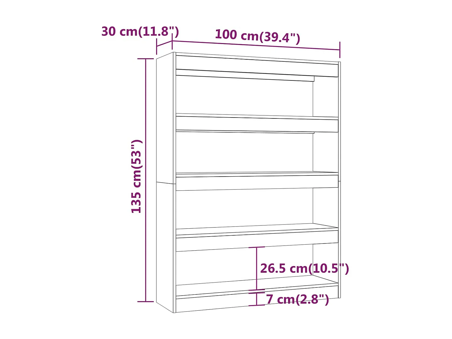 Bibliothèque/Séparateur de pièce Blanc brillant 100x30x135 cm