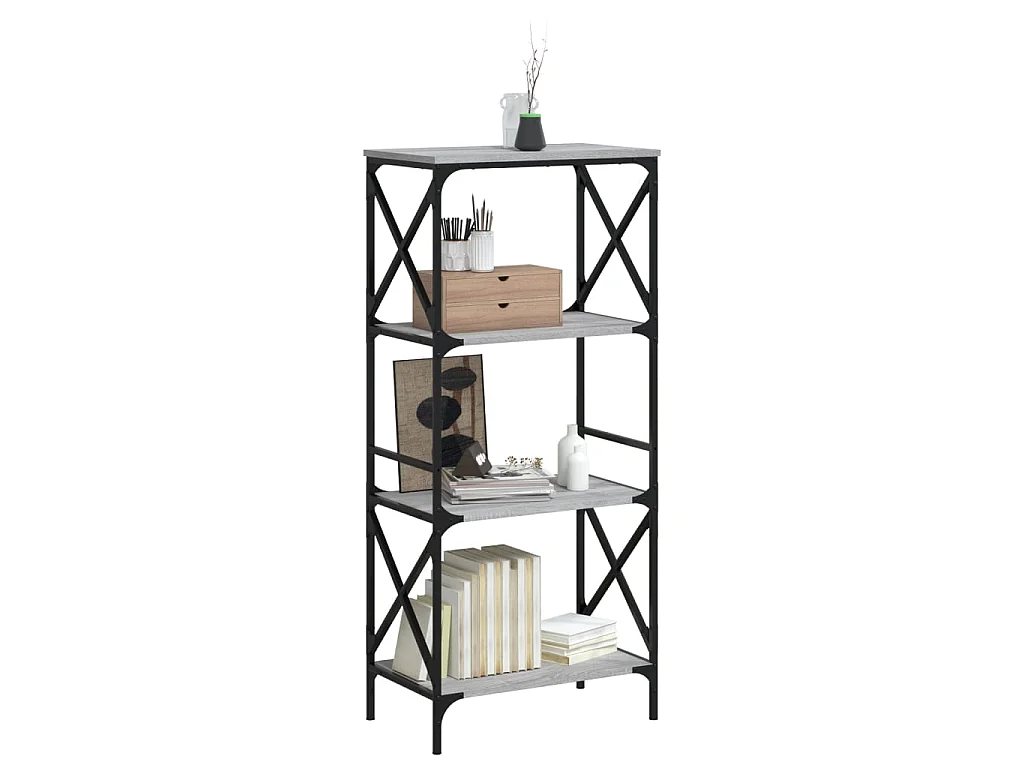 4-stöckiges Bücherregal, Sonomagrau, 59 x 35 x 132 cm