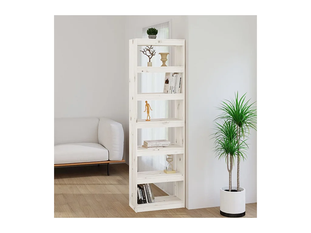 Bibliothèque/Séparateur de pièce Blanc 60x30x199,5cm Pin solide