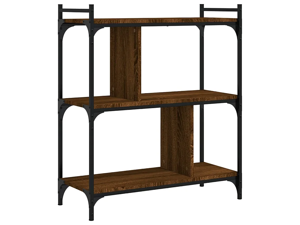 Bibliothèque 3 niveaux chêne marron 76x32x88 cm bois d'ingénierie