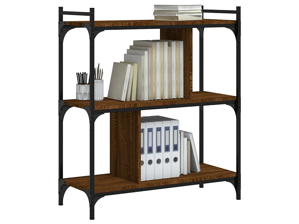 Bibliothèque 3 niveaux chêne marron 76x32x88 cm bois d'ingénierie