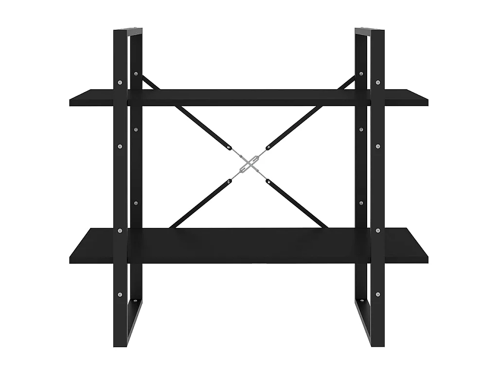2-stöckiges Bücherregal aus schwarzer Spanplatte, 80 x 30 x 70 cm