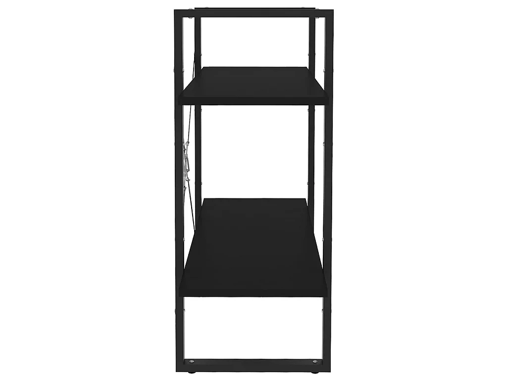 2-stöckiges Bücherregal aus schwarzer Spanplatte, 80 x 30 x 70 cm