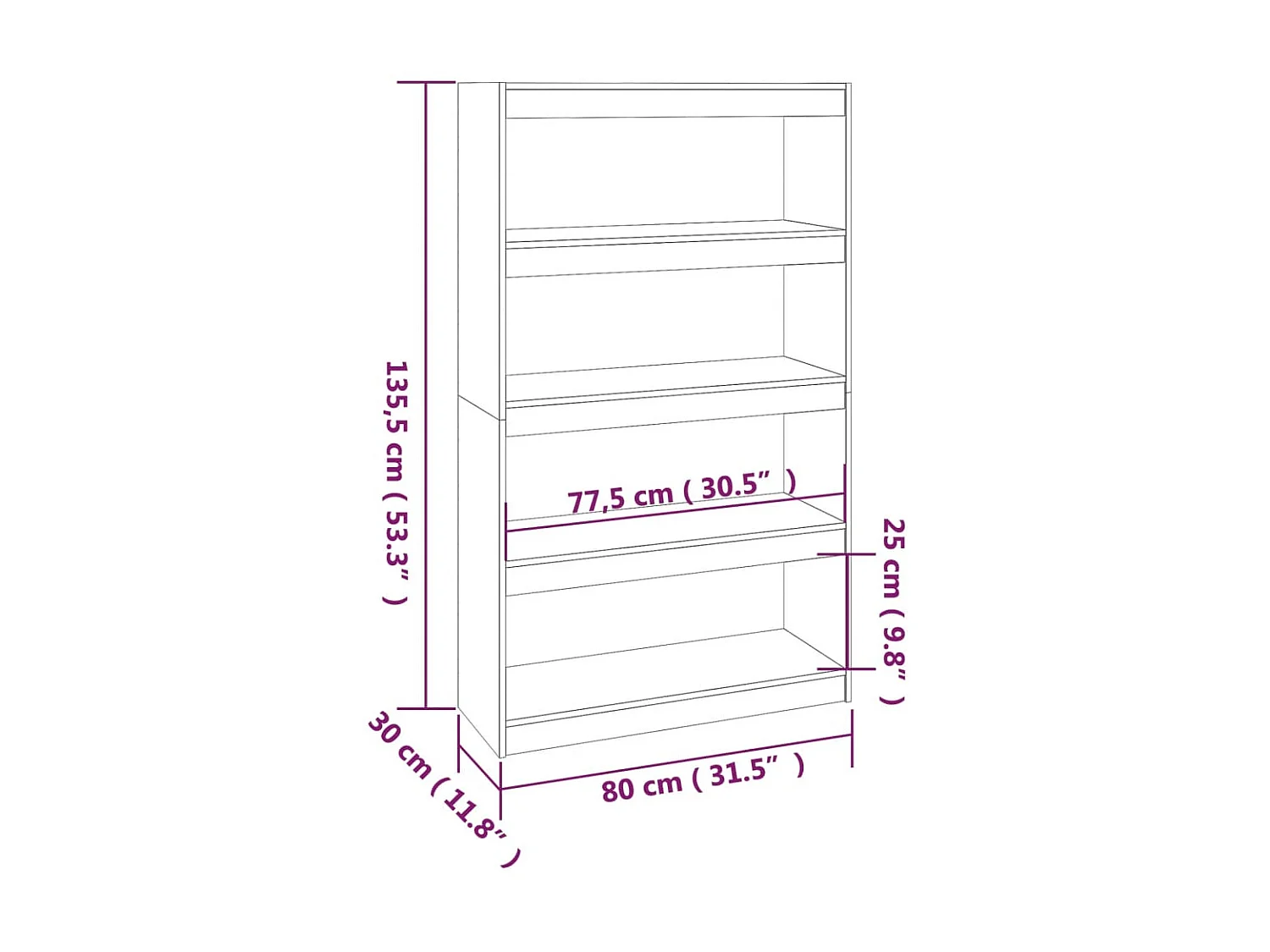 Bibliothèque/Séparateur de pièce Marron miel 80x30x135,5 cm Pin