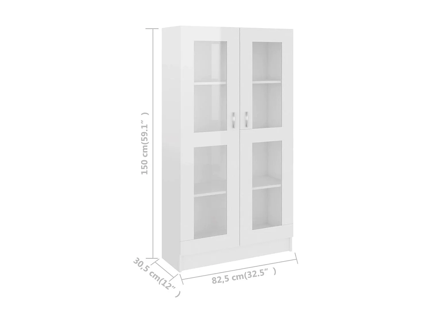 Armoire à vitrine Blanc brillant 82,5x30,5x150 cm Aggloméré