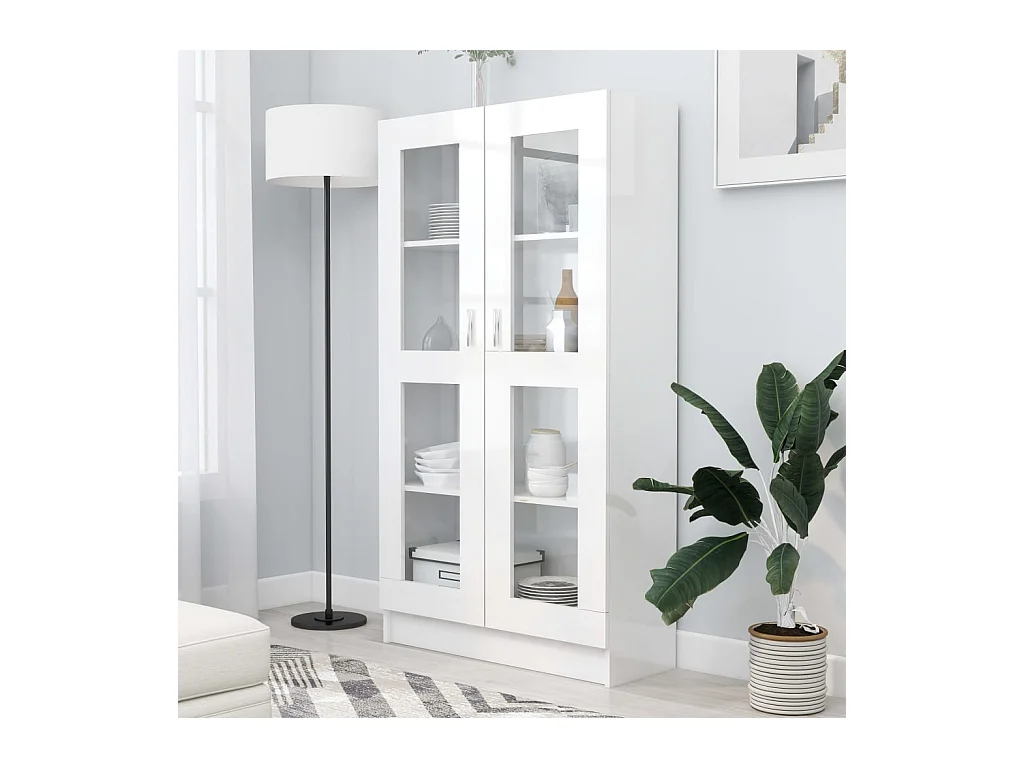 Armoire à vitrine Blanc brillant 82,5x30,5x150 cm Aggloméré