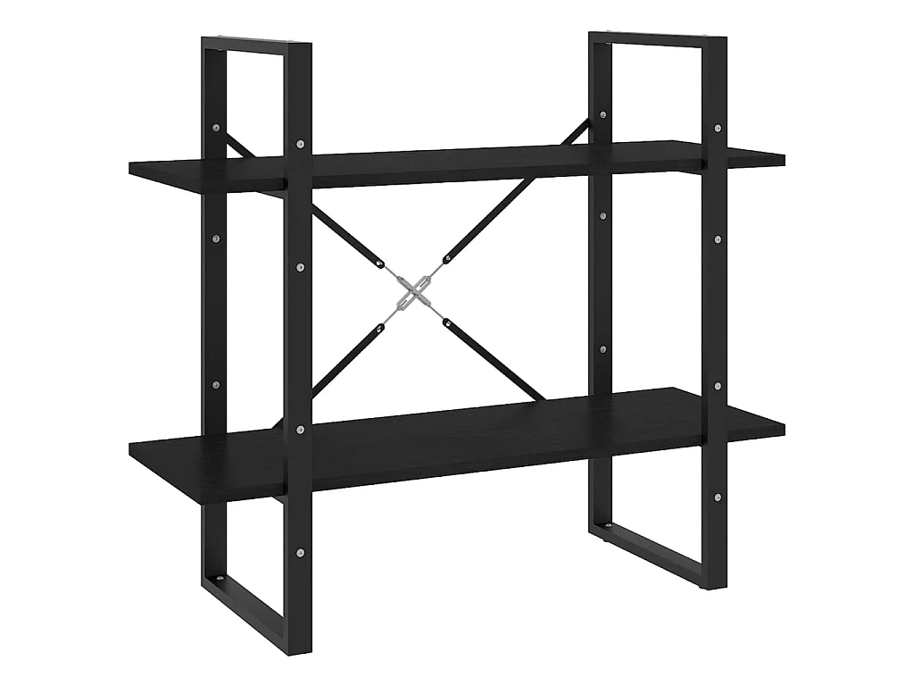 Estante de 2 níveis Preto 80x30x70 cm Madeira maciça de pinho