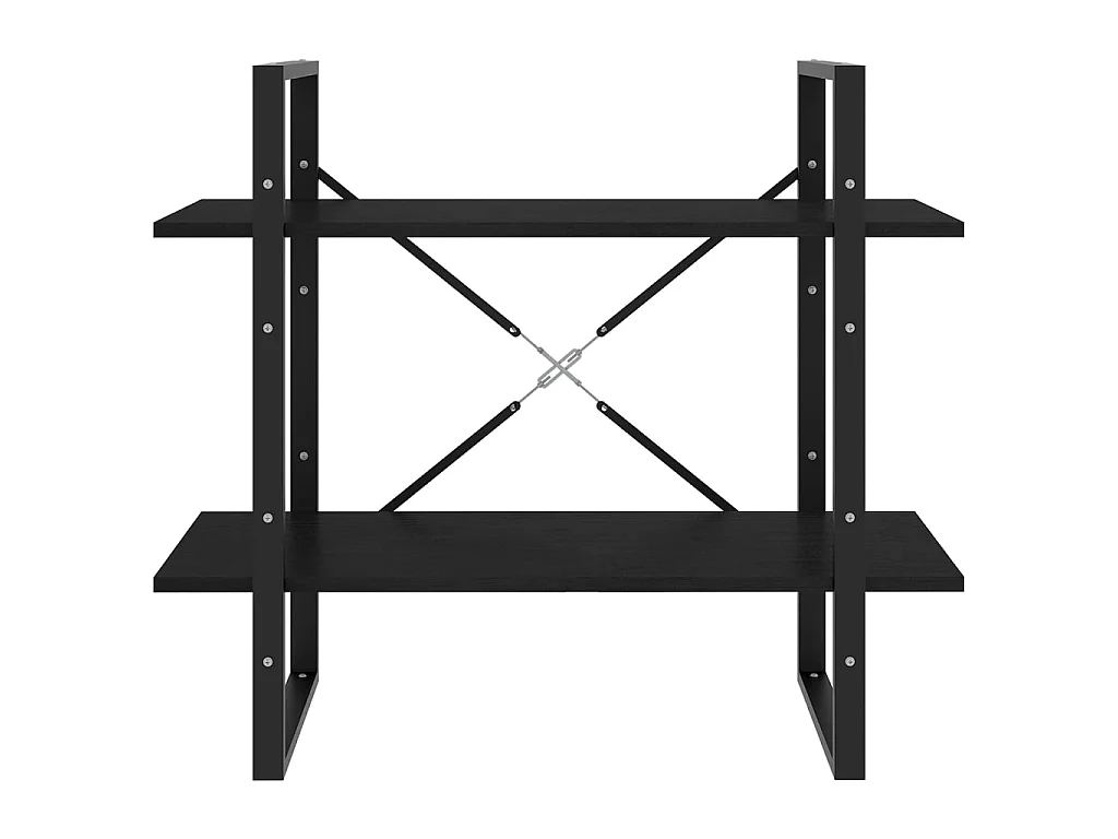Estante de 2 níveis Preto 80x30x70 cm Madeira maciça de pinho