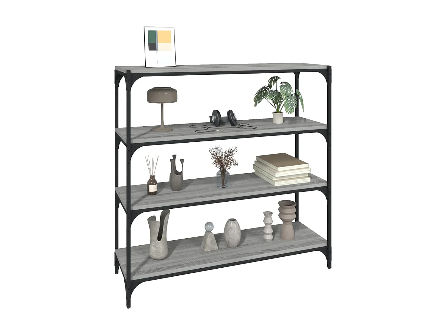 Librería Sonoma gris 100x33x100 cm madera contrachapada acero