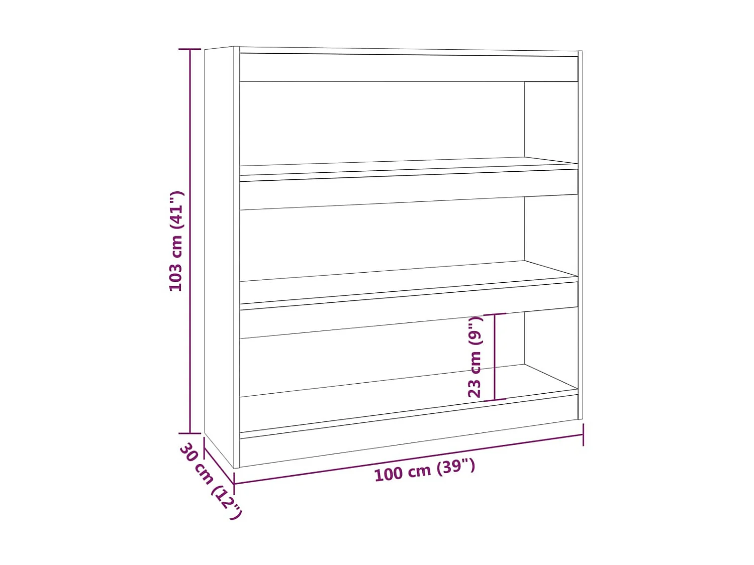 Bibliothèque/Séparateur de pièce Chêne fumé 100x30x103 cm