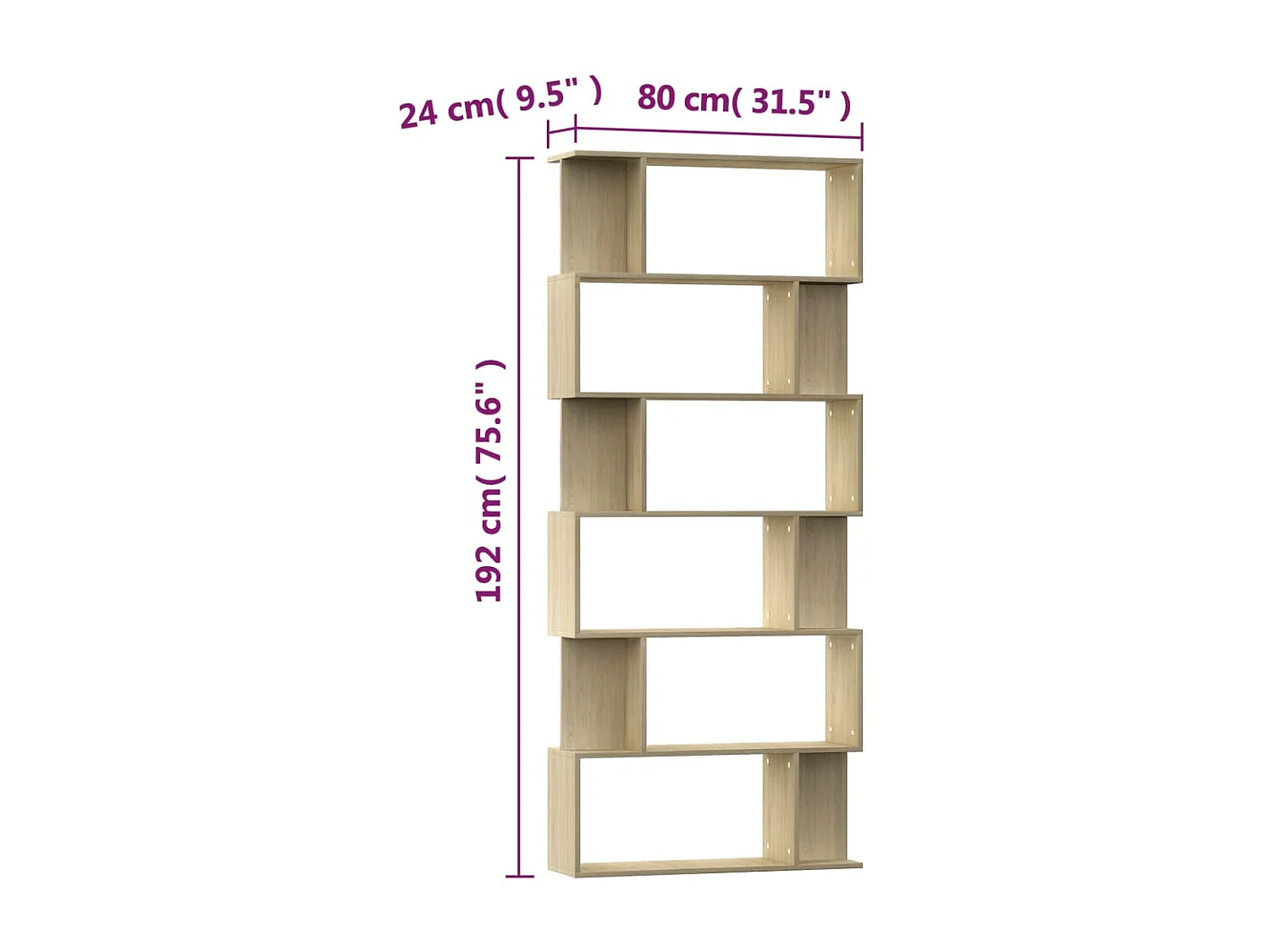 Bibliothèque/Séparateur de pièce Chêne sonoma 80x24x192 cm